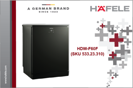 MÁY RỬA CHÉN ĐỘC LẬP HÄFELE MÀU ĐEN  HDW-F60F(SKU 533.23.310)