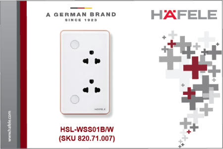 Ổ CẮM ÂM TƯỜNG THÔNG MINH HAFELE  HSL-WSS01B/W(SKU 820.71.007)