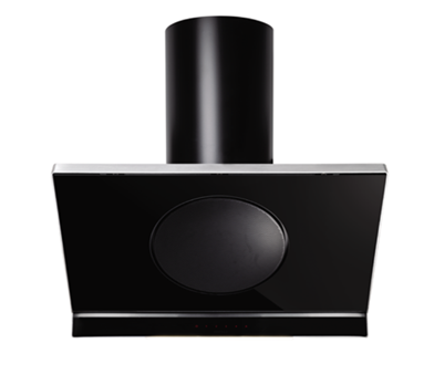 A black cooker hood with a round black circle

AI-generated content may be incorrect.