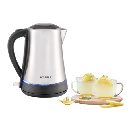 A silver and black electric kettle with lemons in cups

AI-generated content may be incorrect.